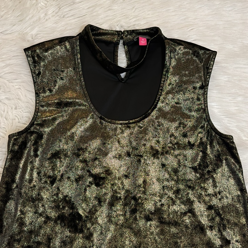 Vince Camuto sleeveless top size Medium color black/gold metallic - Picture 2 of 5